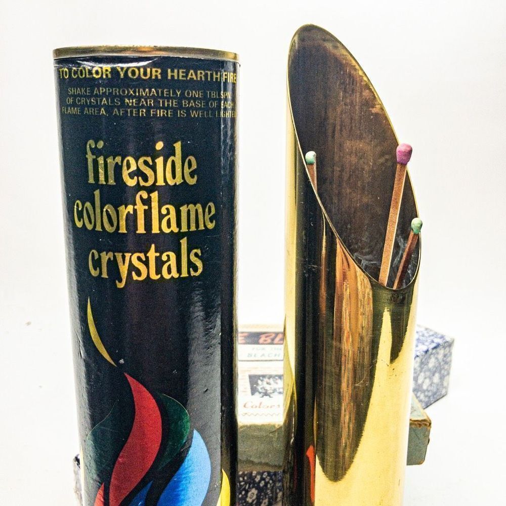 Pyromaniac Bundle: NIB Extra-Long Hearth Matches, Brass Match Holder, - Picture 6 of 10